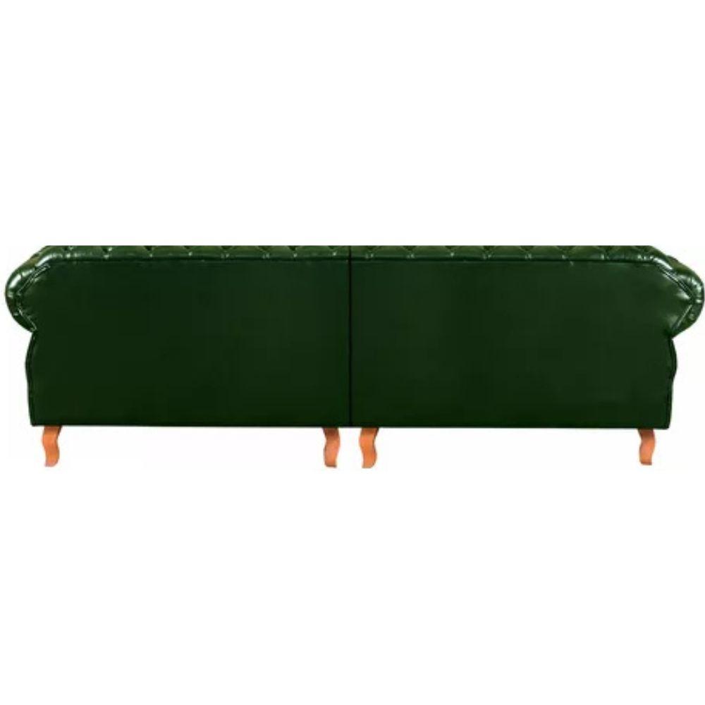Sofá Chesterfield 4 Lugares Dom Pedro Vintage Retrô Capitonê Couro Verde
