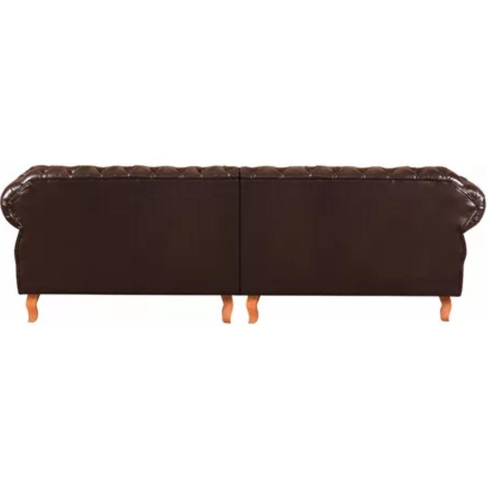 Sofá Chesterfield 4 Lugares Duquesa Vintage Retrô Capitonê Couro Marrom