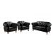 Sofá Chesterfield Capitonê 2 Lugares E 2 Poltronas Duquesa Para Sala Recepção - Couríssimo Preto