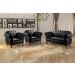Sofá Chesterfield Capitonê 2 Lugares E 2 Poltronas Duquesa Para Sala Recepção - Couríssimo Preto