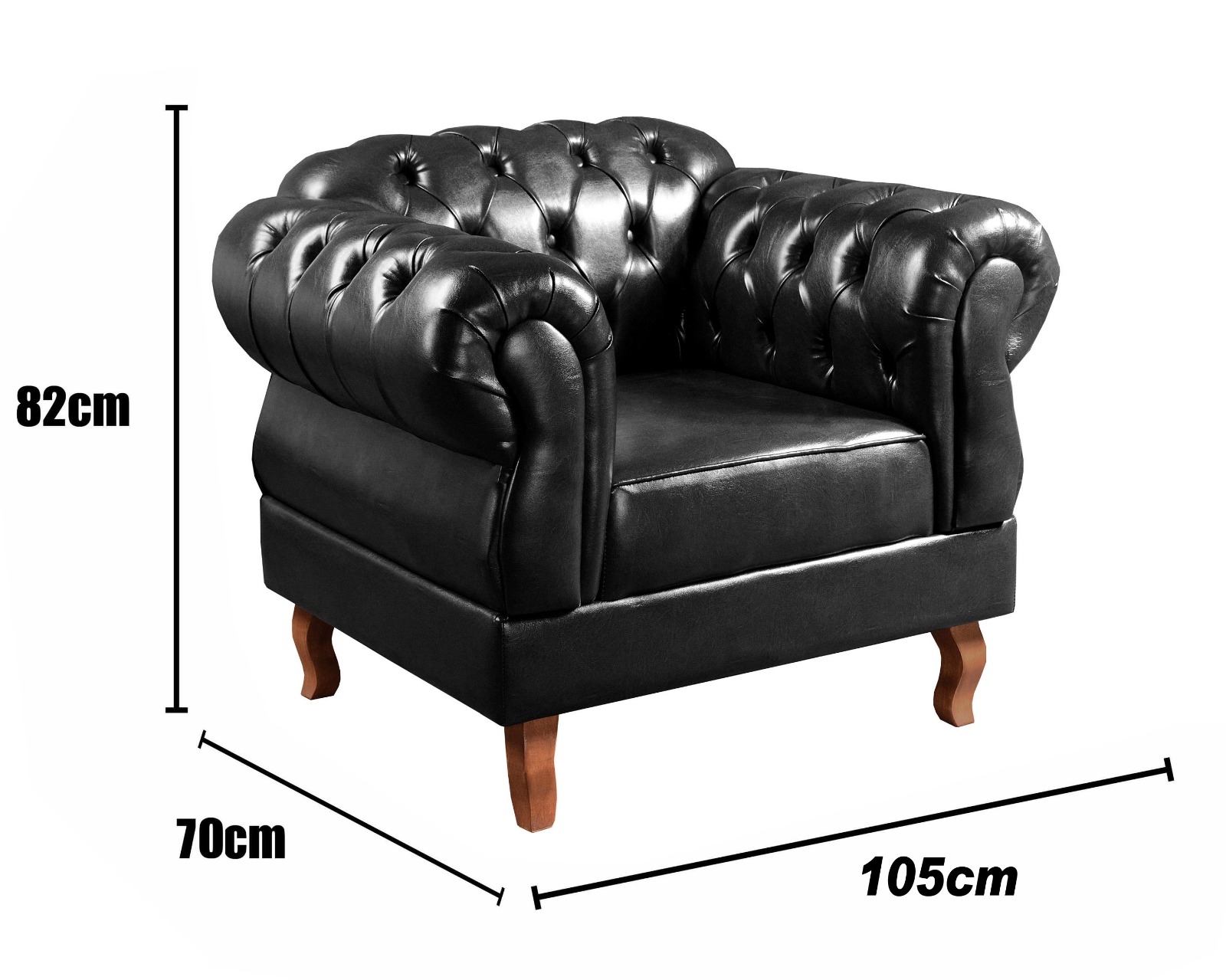 Sofá Chesterfield Capitonê 2 Lugares E 2 Poltronas Duquesa Para Sala Recepção - Couríssimo Preto