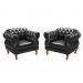 Sofá Chesterfield Capitonê 2 Lugares E 2 Poltronas Duquesa Para Sala Recepção - Couríssimo Preto