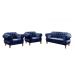 Sofá Chesterfield Capitonê 2 Lugares E 2 Poltronas Duquesa Para Sala Recepção - Suede Azul