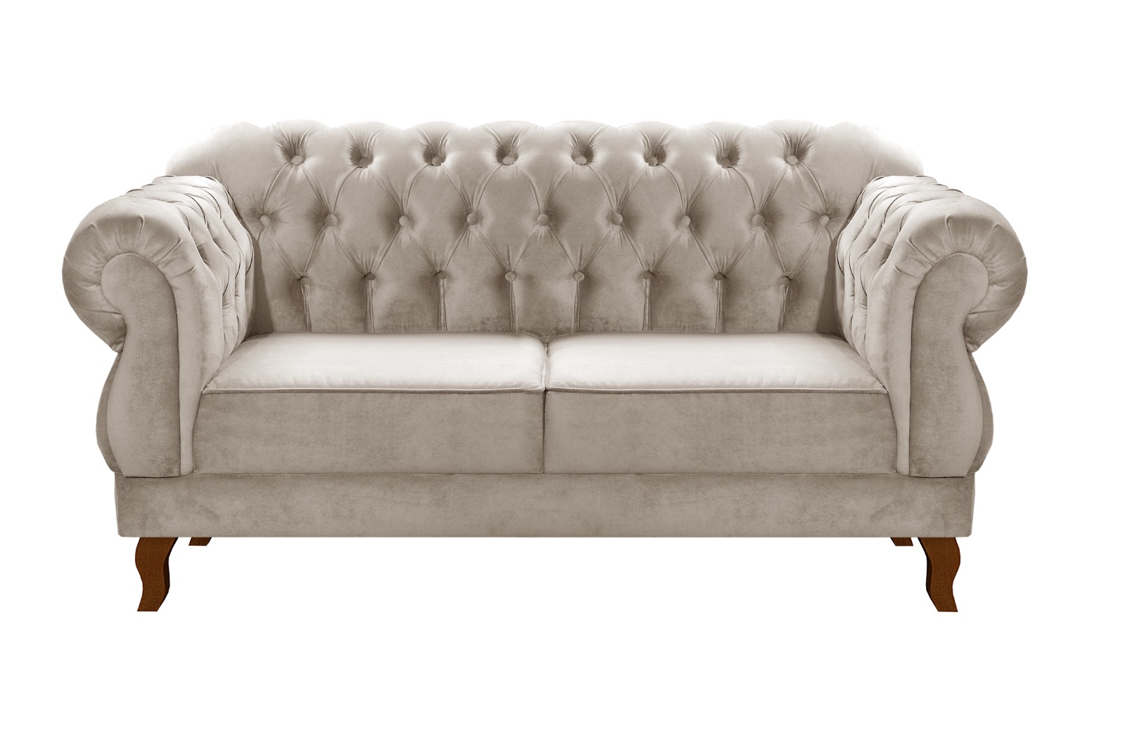 Sofá Chesterfield Capitonê 2 Lugares E 2 Poltronas Duquesa Para Sala Recepção - Suede Bege