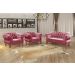 Sofá Chesterfield Capitonê 2 Lugares E 2 Poltronas Duquesa Para Sala Recepção - Suede Rosa