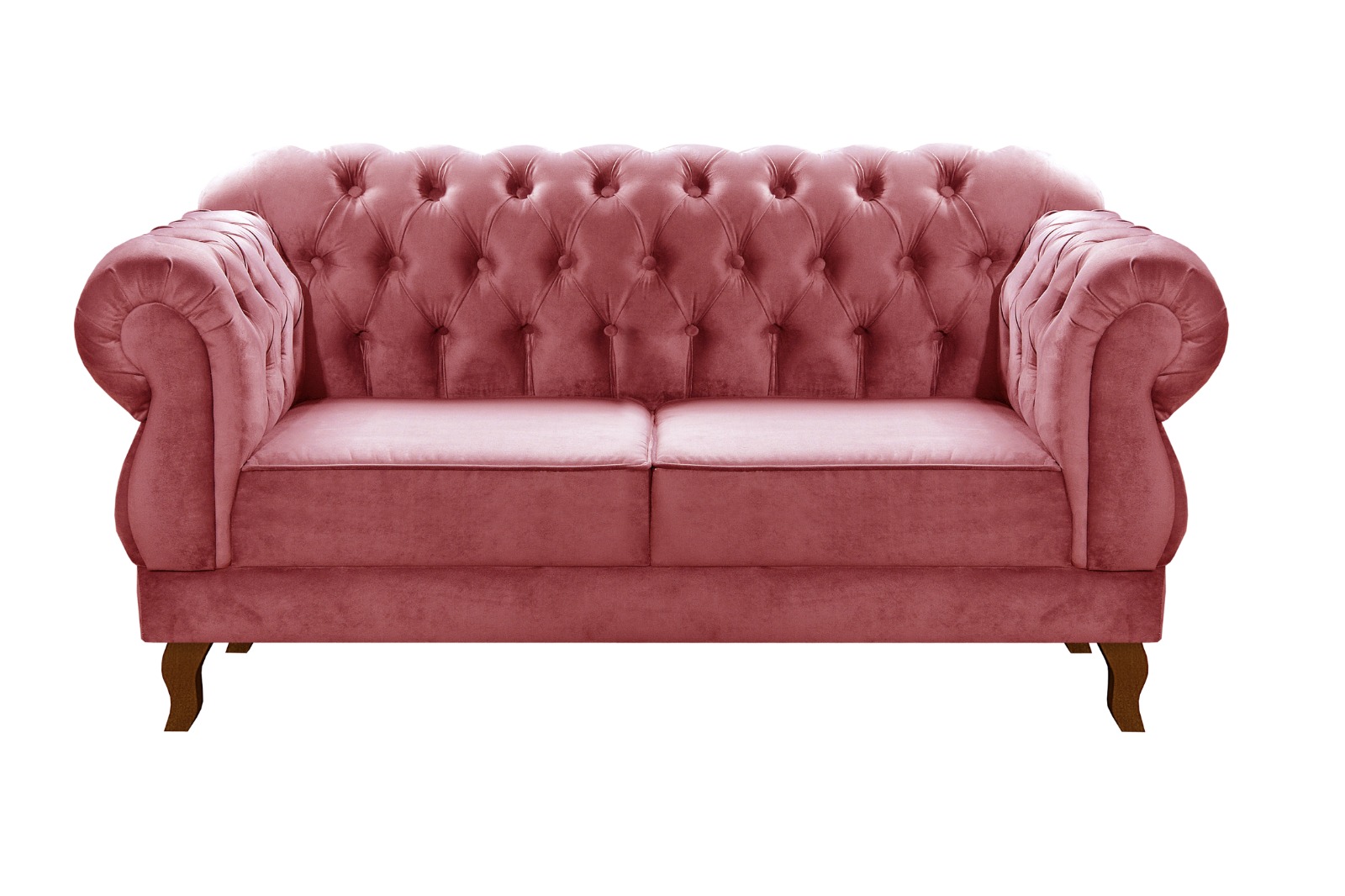 Sofá Chesterfield Capitonê 2 Lugares E 2 Poltronas Duquesa Para Sala Recepção - Suede Rosa