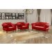Sofá Chesterfield Capitonê 2 Lugares E 2 Poltronas Duquesa Para Sala Recepção - Suede Vermelho