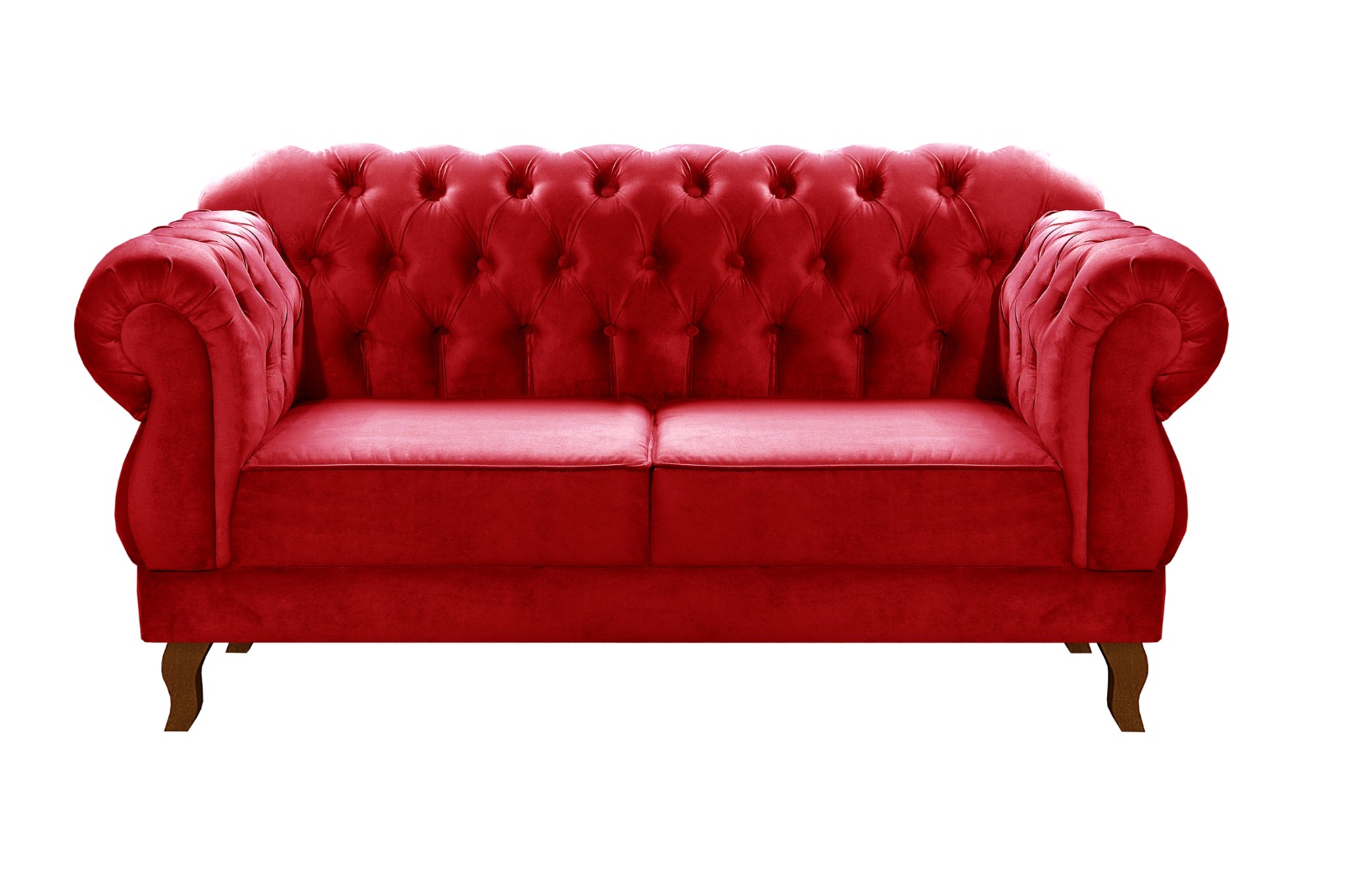 Sofá Chesterfield Capitonê 2 Lugares E 2 Poltronas Duquesa Para Sala Recepção - Suede Vermelho