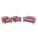 Sofá Chesterfield Capitonê 2 Lugares E 2 Poltronas Duquesa Para Sala Recepção - Veludo Rosê