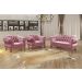 Sofá Chesterfield Capitonê 2 Lugares E 2 Poltronas Duquesa Para Sala Recepção - Veludo Rosê