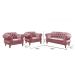 Sofá Chesterfield Capitonê 2 Lugares E 2 Poltronas Duquesa Para Sala Recepção - Veludo Rosê