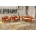 Sofá Chesterfield Capitonê 2 Lugares E 2 Poltronas Duquesa Para Sala Recepção - Veludo Terracota