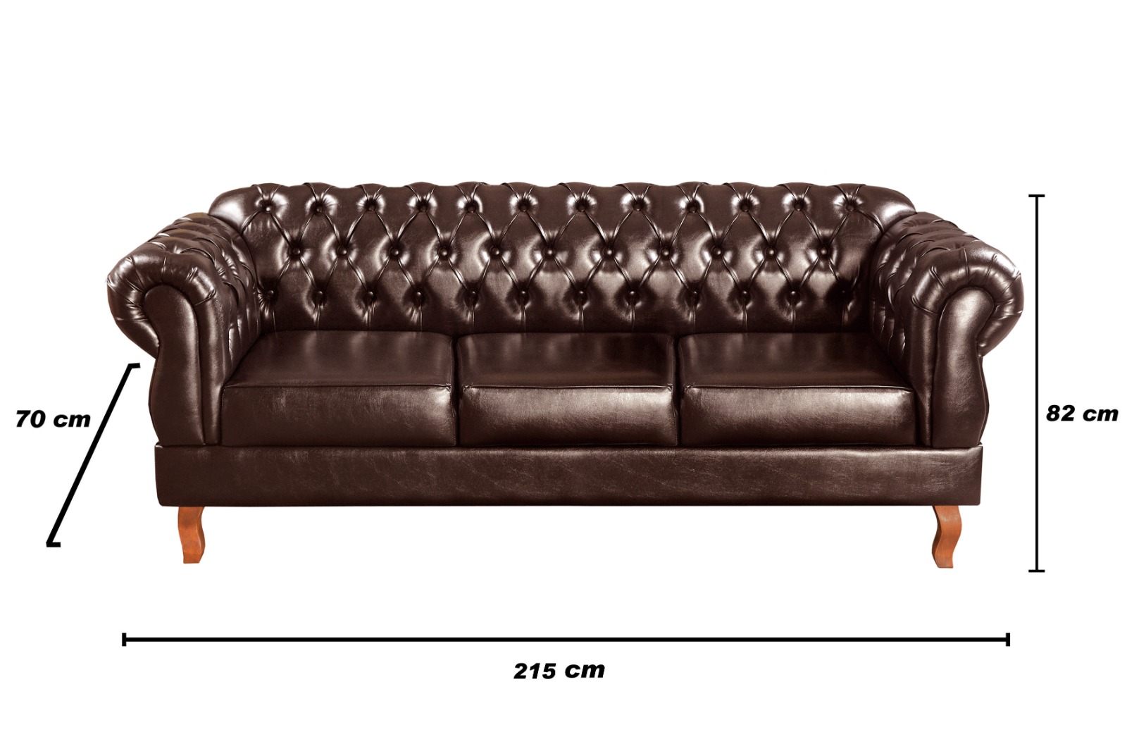 Sofá Chesterfield Capitonê 3 Lugares Duquesa Para Sala Recepção - Couríssimo Café