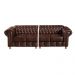 Sofá Chesterfield Luís XV 4 Lugares Vintage Retrô Capitonê Couro Marrom