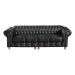 Sofá Chesterfield Luís XV 4 Lugares Vintage Retrô Capitonê Couro Preto