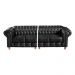 Sofá Chesterfield Luís XV 4 Lugares Vintage Retrô Capitonê Couro Preto