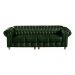 Sofá Chesterfield Luís XV 4 Lugares Vintage Retrô Capitonê Couro Verde