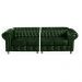 Sofá Chesterfield Luís XV 4 Lugares Vintage Retrô Capitonê Couro Verde