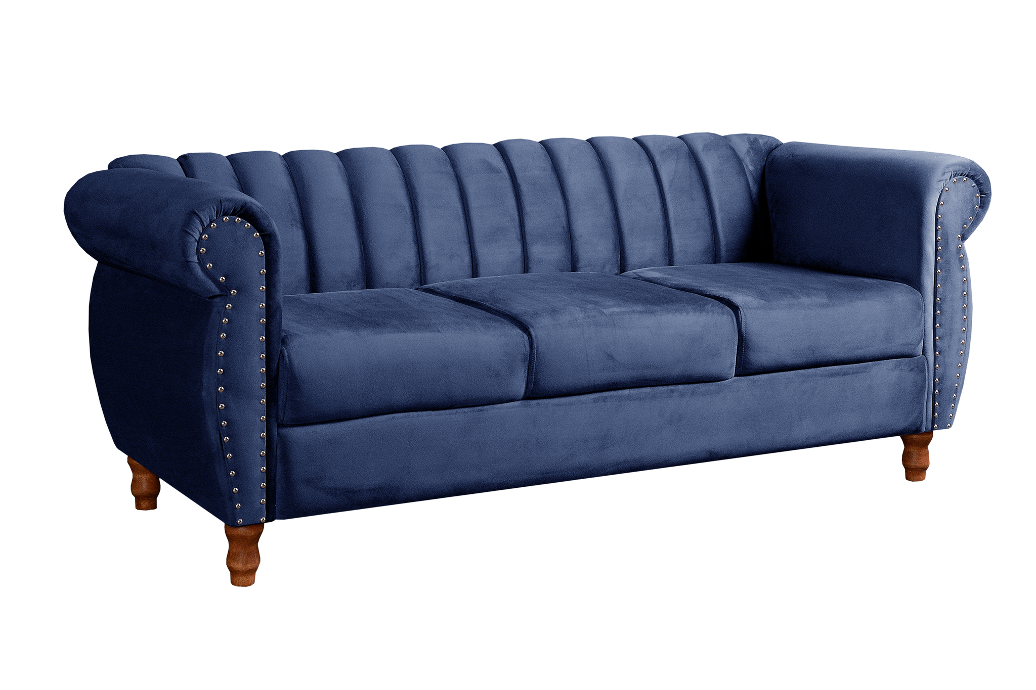 Sofá Chesterfield Realeza 3 Lugares Decoração Retrô - Suede Azul
