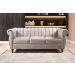 Sofá Chesterfield Realeza 3 Lugares Decoração Retrô - Suede Bege Claro