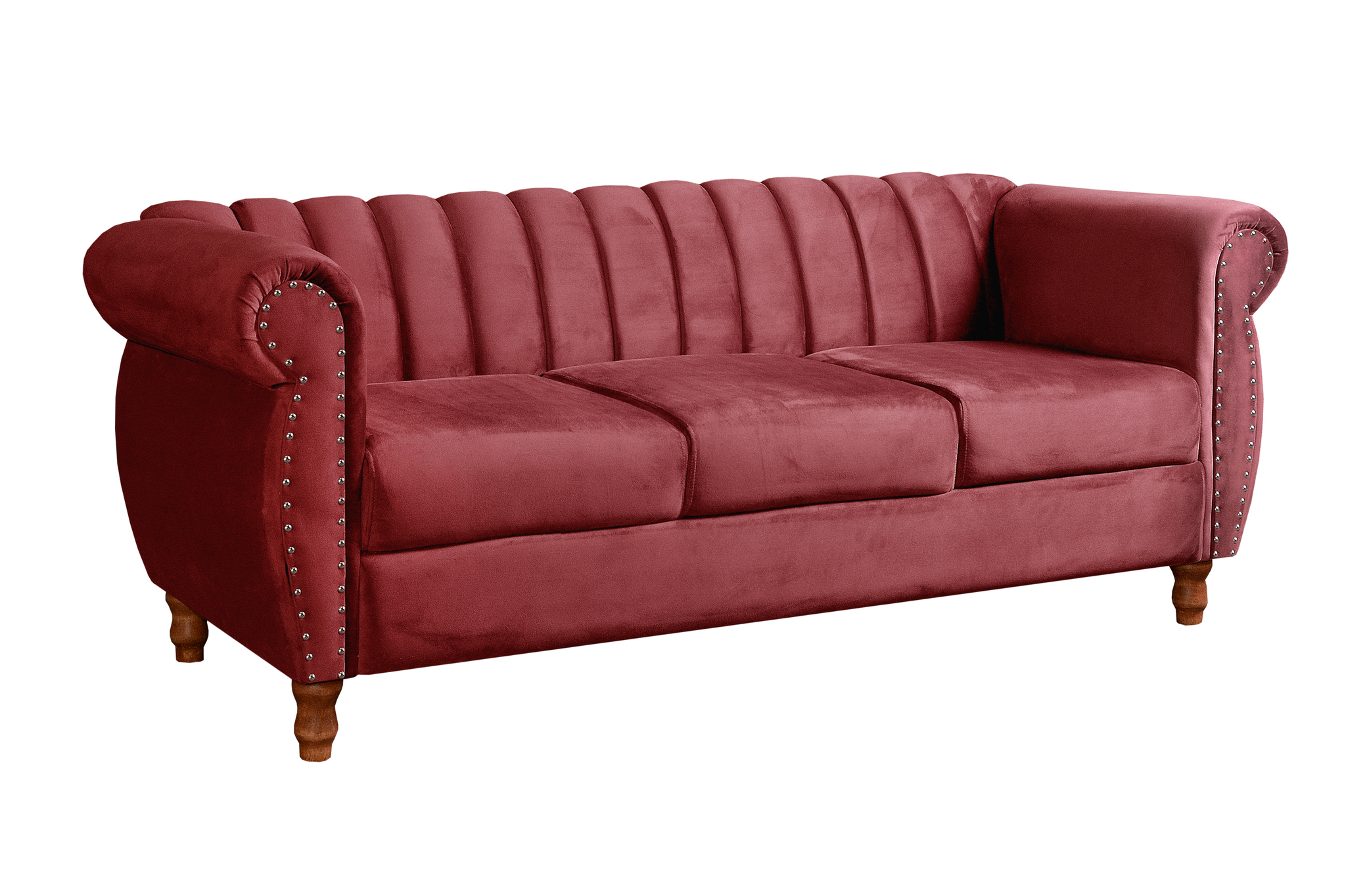 Sofá Chesterfield Realeza 3 Lugares Decoração Retrô - Suede Bordô