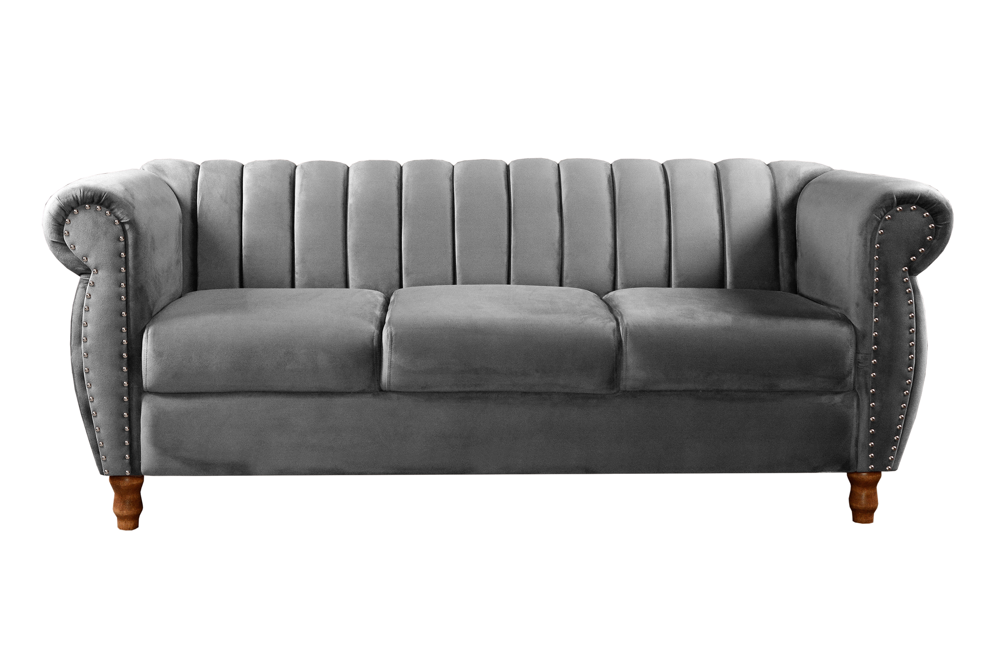 Sofá Chesterfield Realeza 3 Lugares Decoração Retrô - Suede Cinza
