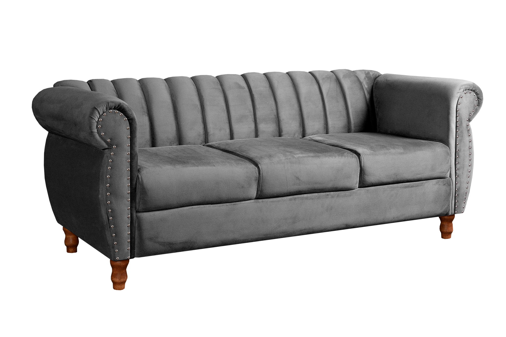 Sofá Chesterfield Realeza 3 Lugares Decoração Retrô - Suede Cinza