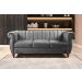 Sofá Chesterfield Realeza 3 Lugares Decoração Retrô - Suede Cinza