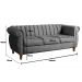Sofá Chesterfield Realeza 3 Lugares Decoração Retrô - Suede Cinza