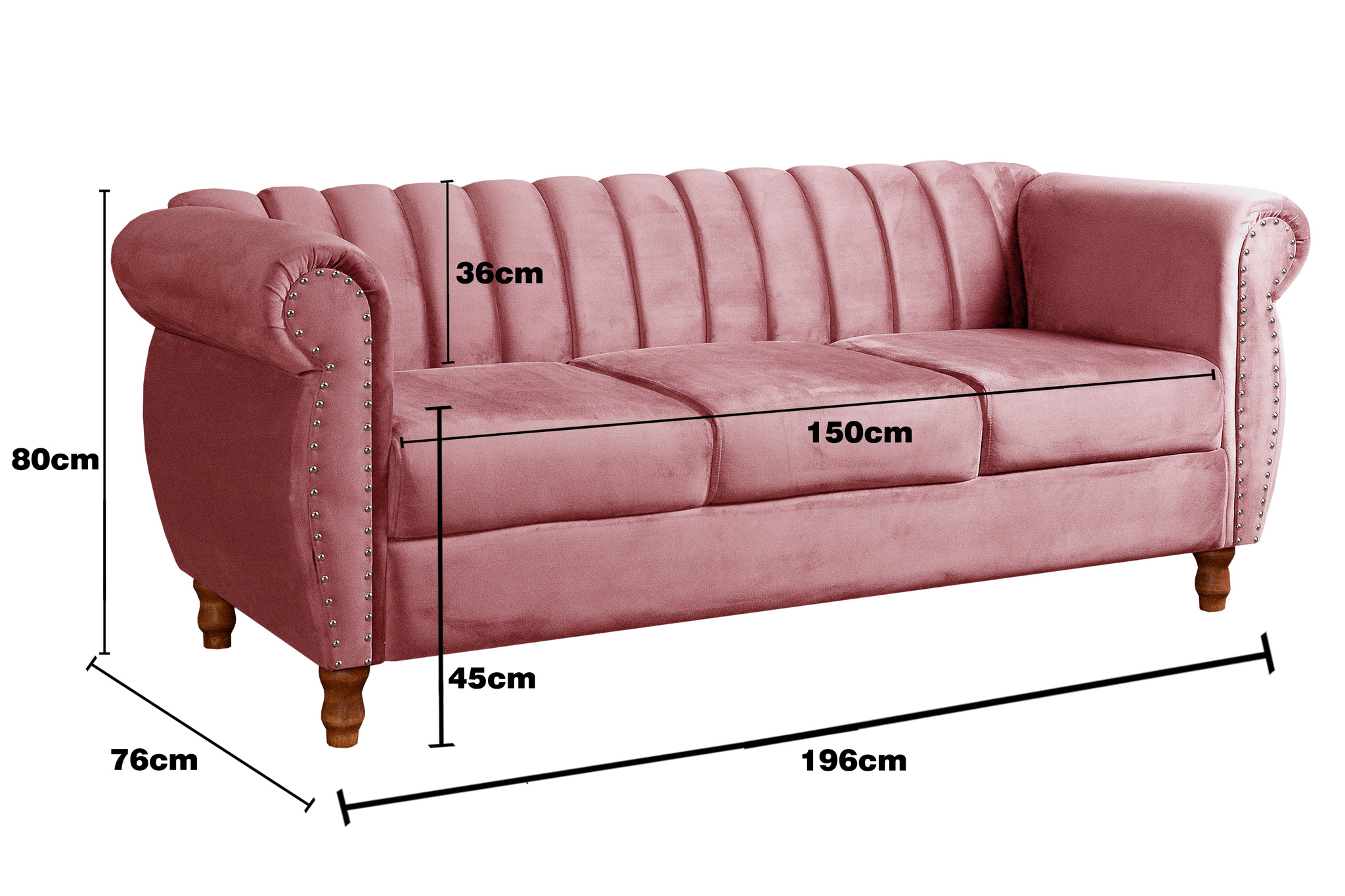 Sofá Chesterfield Realeza 3 Lugares Decoração Retrô - Suede Rosa