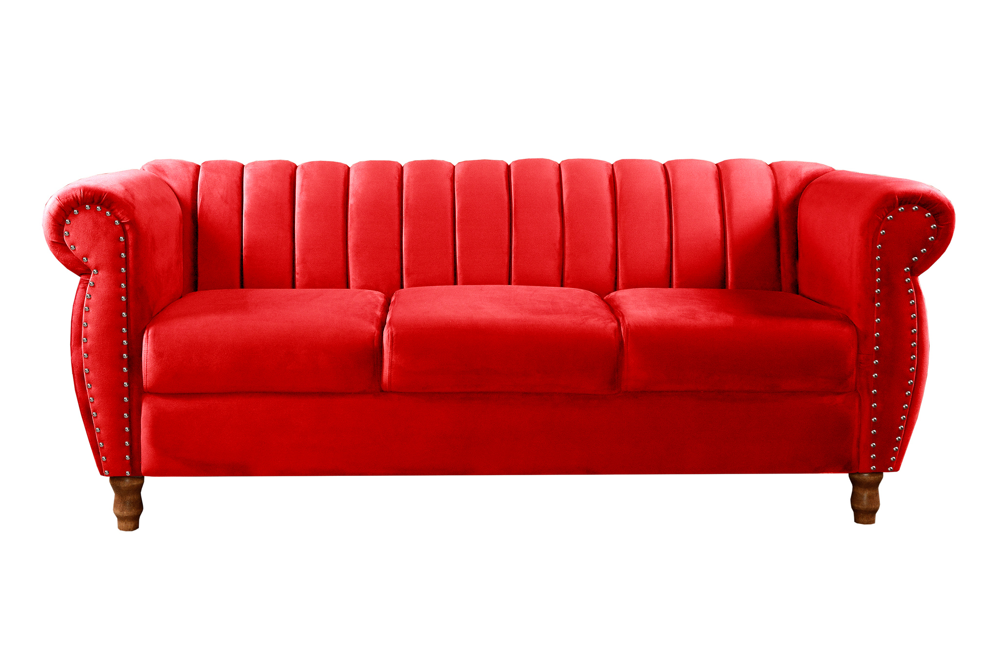 Sofá Chesterfield Realeza 3 Lugares Decoração Retrô - Suede Vermelho