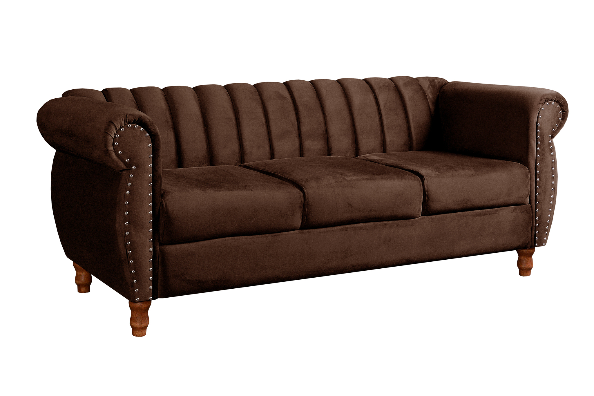 Sofá Chesterfield Realeza 3 Lugares Decoração Retrô - Veludo Marrom