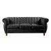 Sofá Chesterfield Realeza 3 Lugares Decoração Retrô - Veludo Preto