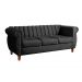Sofá Chesterfield Realeza 3 Lugares Decoração Retrô - Veludo Preto
