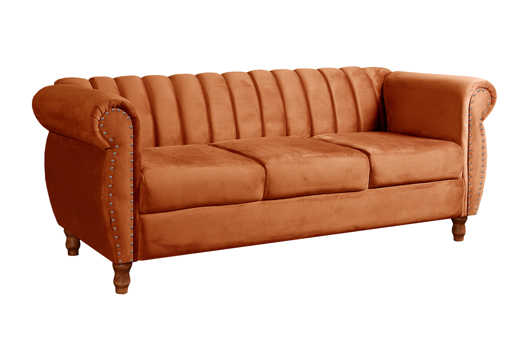 Sofá Chesterfield Realeza 3 Lugares Decoração Retrô - Veludo Terracota