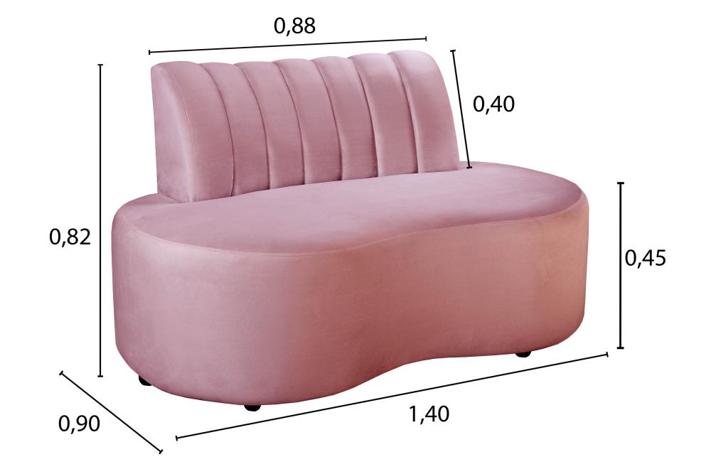 Sofá Doha Cor:Veludo Rosê 390