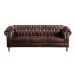 Sofá Dom Pedro Chesterfield 3 Lugares Vintage Clássico Retrô - Couríssimo Marrom Café