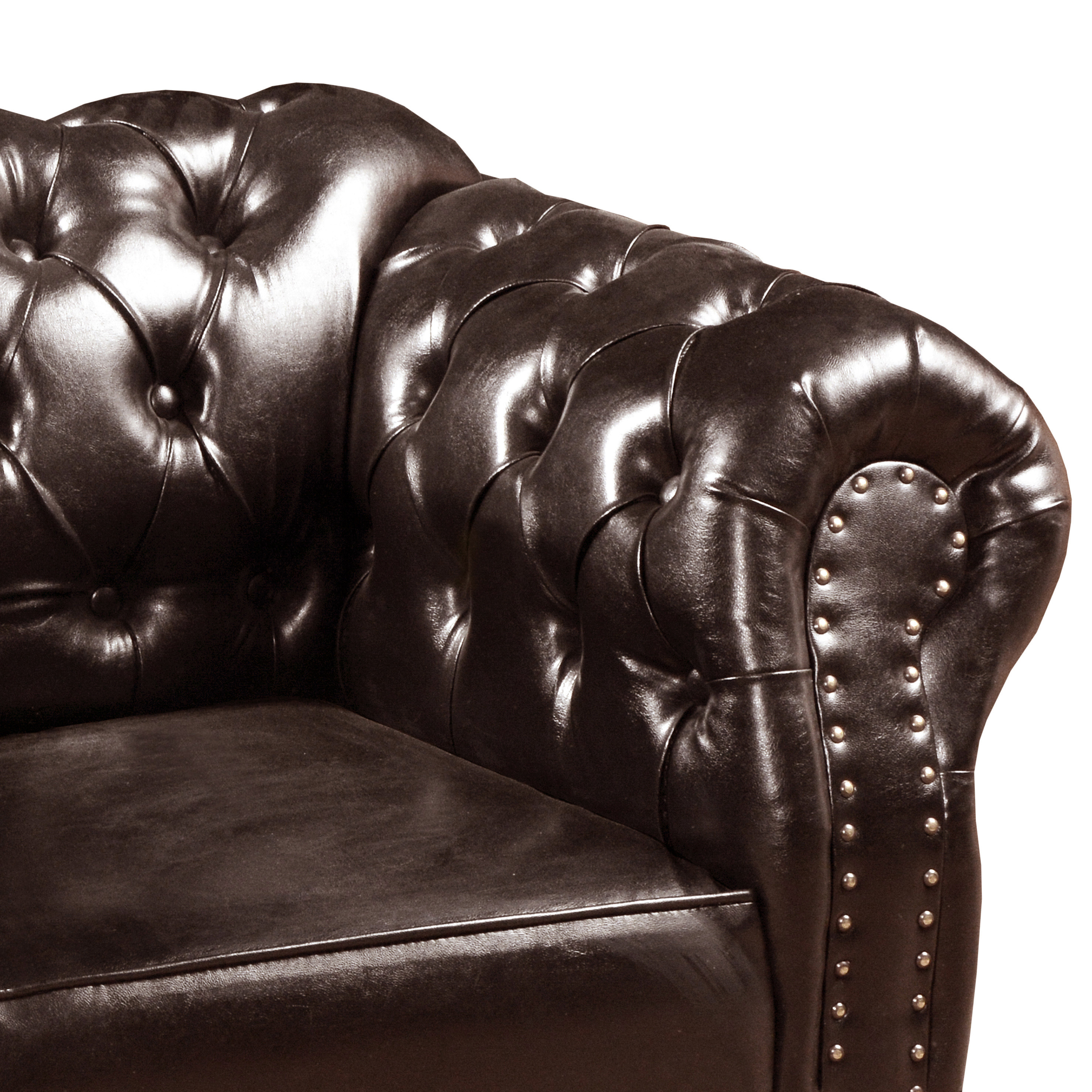 Sofá Dom Pedro Chesterfield 3 Lugares Vintage Clássico Retrô - Couríssimo Marrom Café