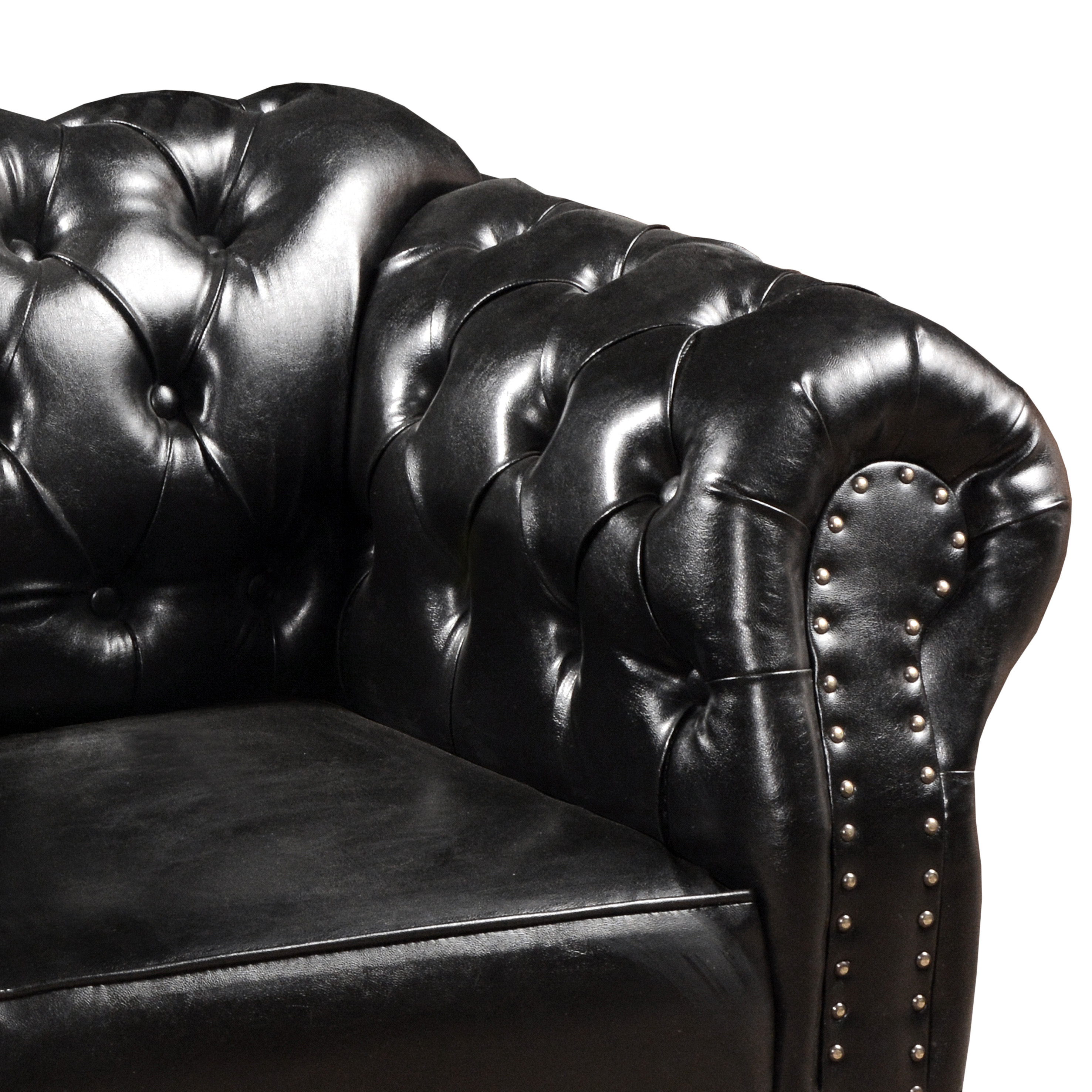 Sofá Dom Pedro Chesterfield 3 Lugares Vintage Clássico Retrô - Preto