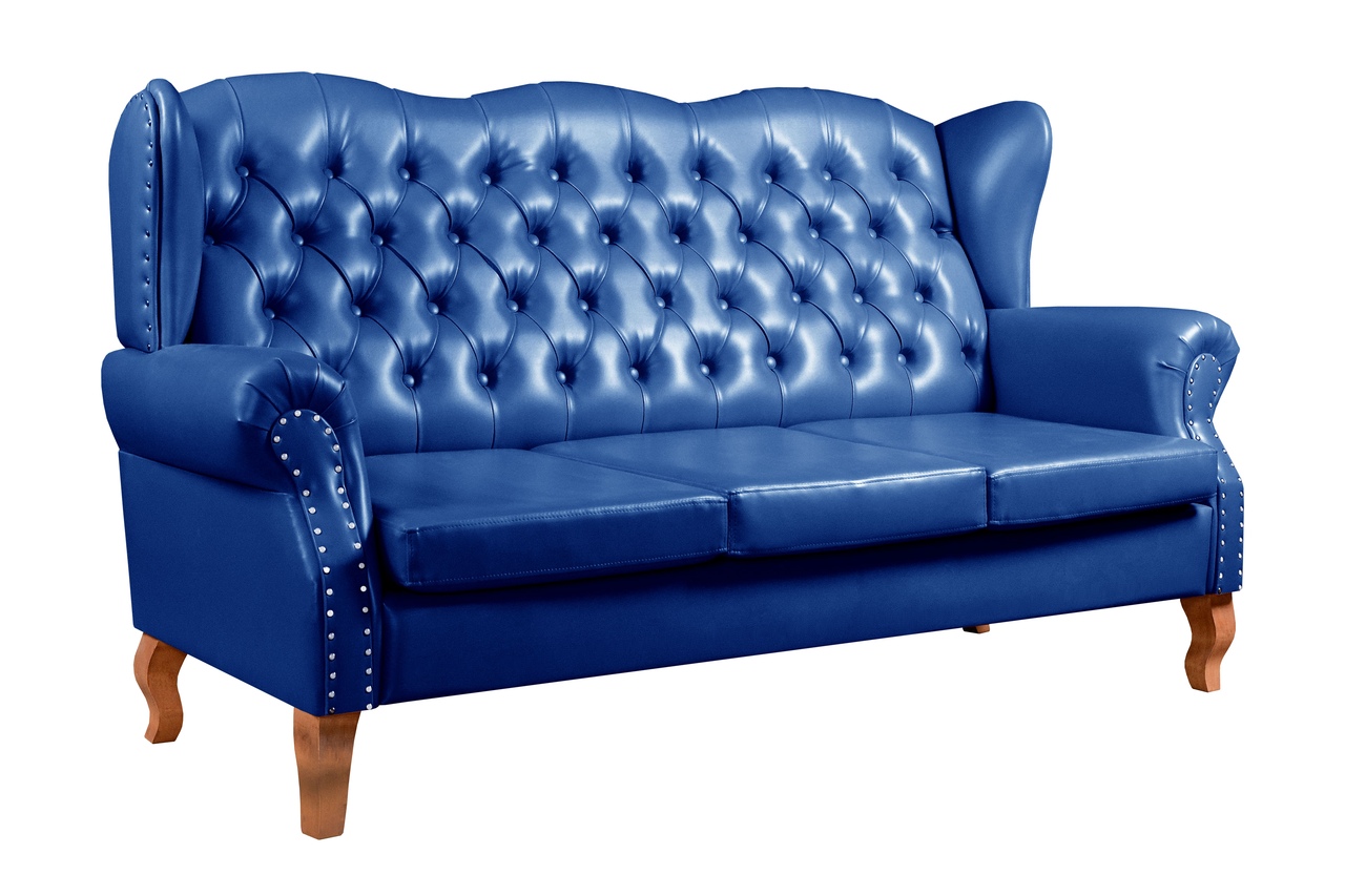 Sofá Imperador 3 Lugares Chesterfield Decoração Retrô Vintage - Courissimo Azul