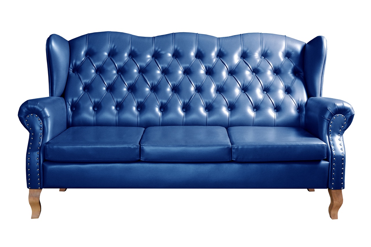 Sofá Imperador 3 Lugares Chesterfield Decoração Retrô Vintage - Courissimo Azul