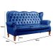 Sofá Imperador 3 Lugares Chesterfield Decoração Retrô Vintage - Courissimo Azul