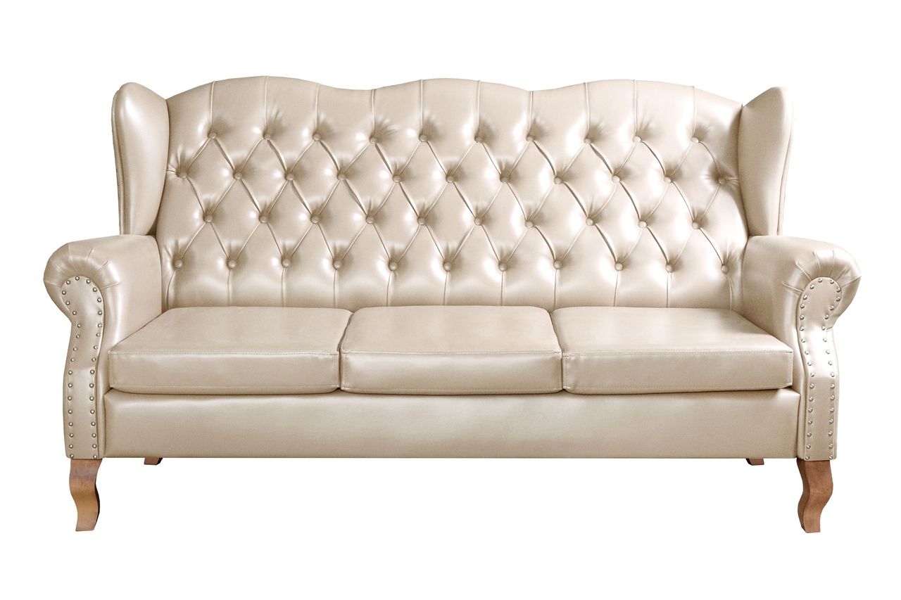 Sofá Imperador 3 Lugares Chesterfield Decoração Retrô Vintage - Courissimo Bege 