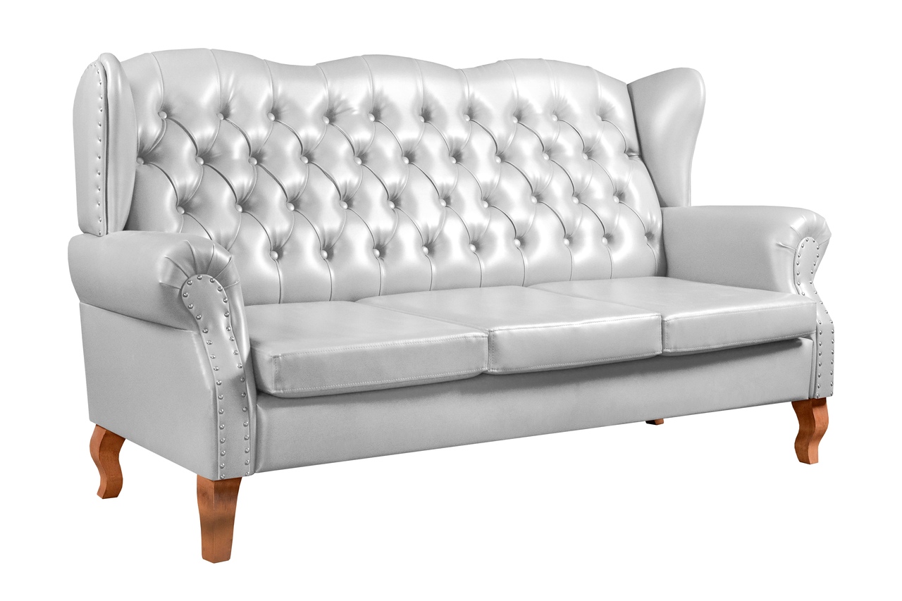 Sofá Imperador 3 Lugares Chesterfield Decoração Retrô Vintage - Courissimo Branco