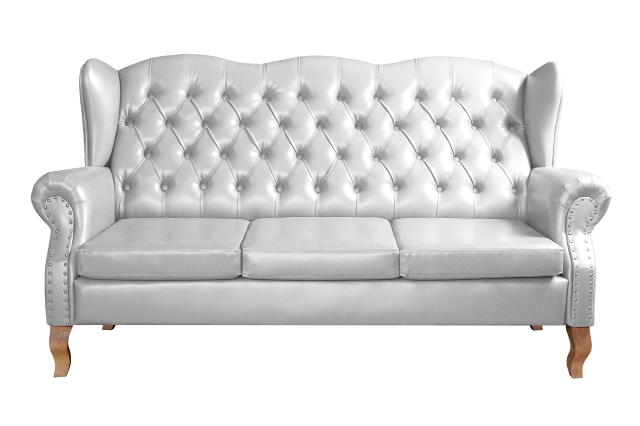 Sofá Imperador 3 Lugares Chesterfield Decoração Retrô Vintage - Courissimo Branco