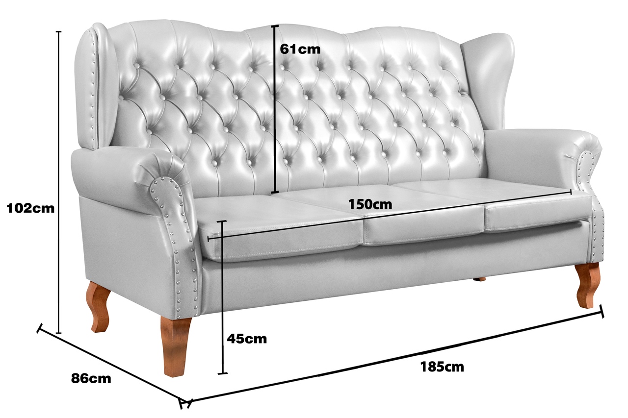 Sofá Imperador 3 Lugares Chesterfield Decoração Retrô Vintage - Courissimo Branco