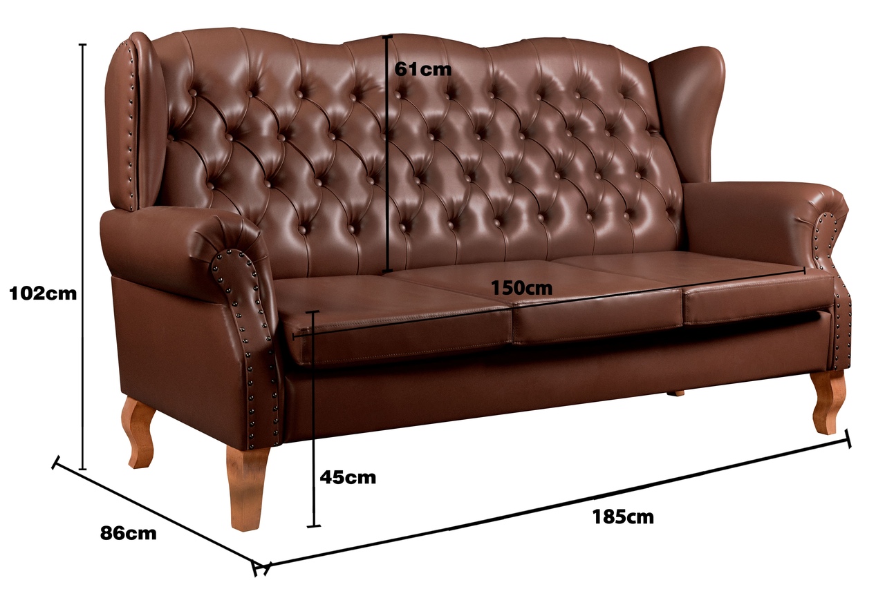 Sofá Imperador 3 Lugares Chesterfield Decoração Retrô Vintage - Courissimo Café