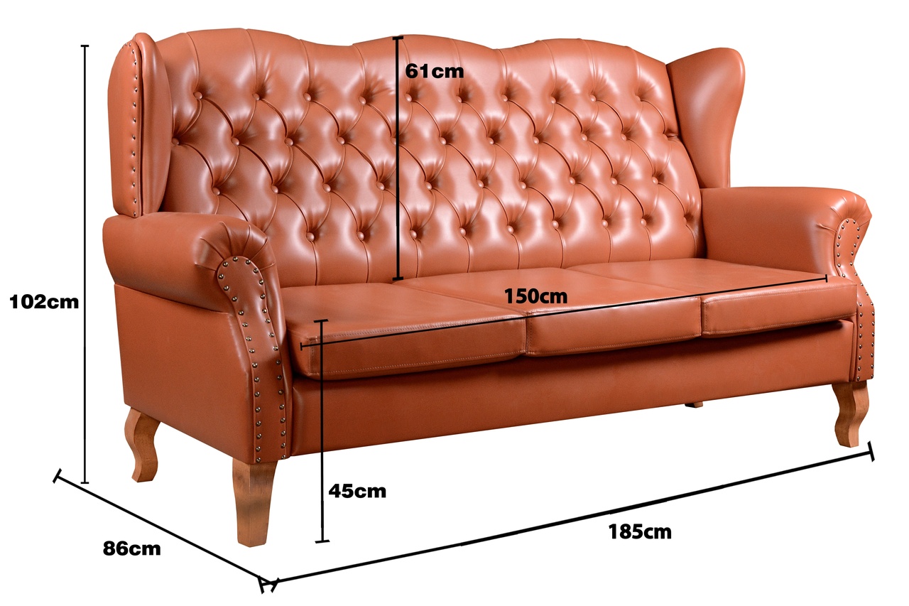 Sofá Imperador 3 Lugares Chesterfield Decoração Retrô Vintage - Courissimo Caramelo