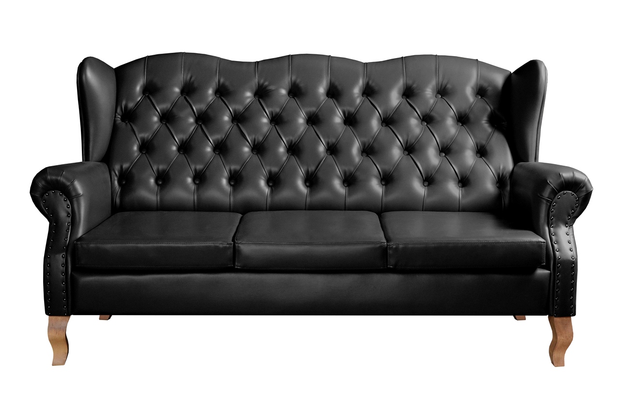 Sofá Imperador 3 Lugares Chesterfield Decoração Retrô Vintage - Courissimo Preto