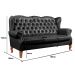 Sofá Imperador 3 Lugares Chesterfield Decoração Retrô Vintage - Courissimo Preto